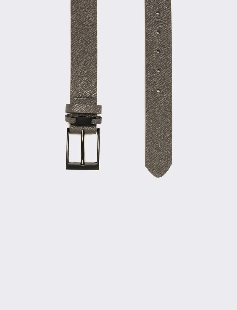 Cintura uomo doppio passante opaca - Grigio