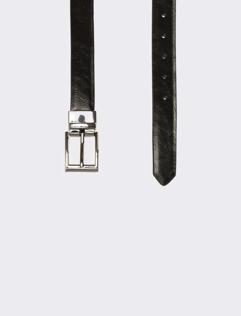 Cintura lucida double face h 3 cm - Nero