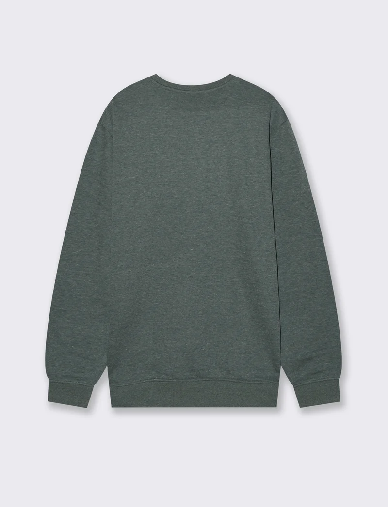FELPA GIROCOLLO BASIC MELANGE - Verde scuro