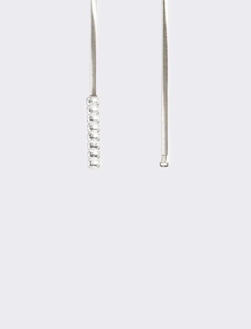 Cintura donna elastica in metallo con fibbia strass - Argento