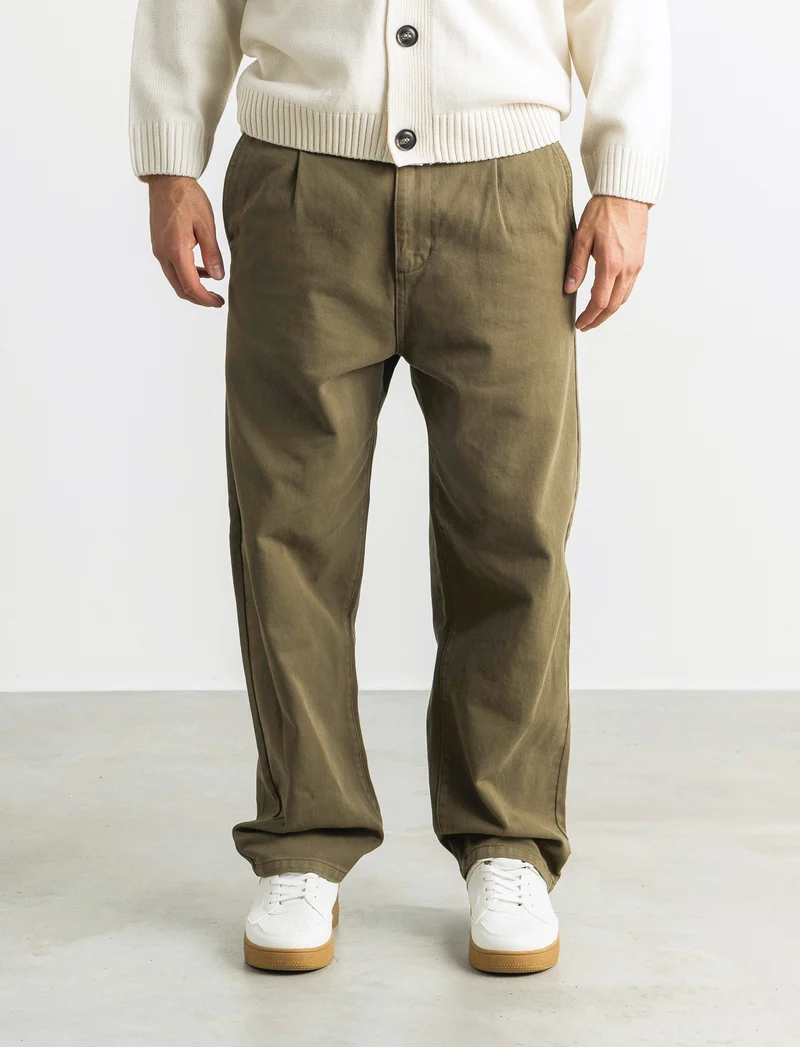 PANTALONI 5 TASCHE RELAXED FIT - Grigio fango