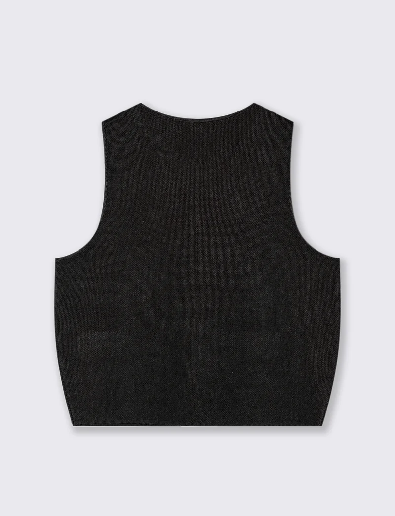 GILET CON BOTTONI GIOIELLO - Nero