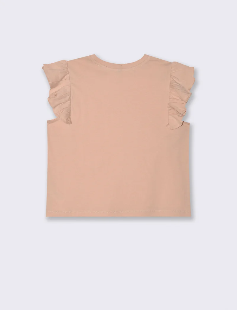 T-SHIRT CON ROUCHES - Rosa chiaro
