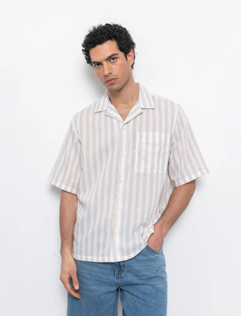 Camicia fantasia a righe da uomo - Grigio ghiaccio