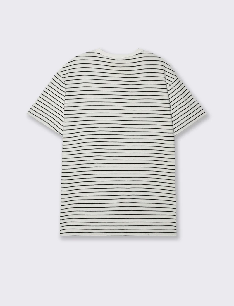 T-shirt a righe effetto ottoman da uomo - Bianco