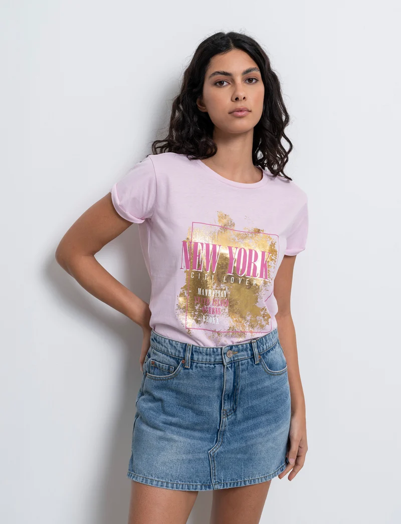 T-shirt stampata da donna - Rosa chiaro