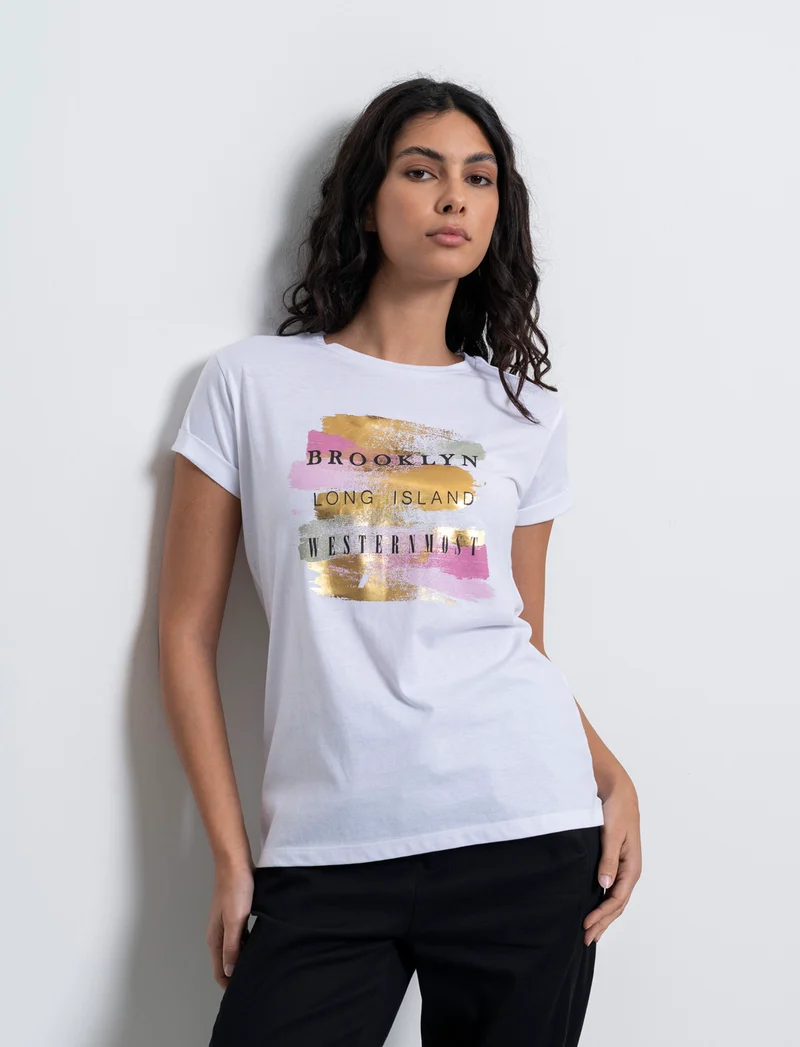 T-shirt stampata da donna - Bianco