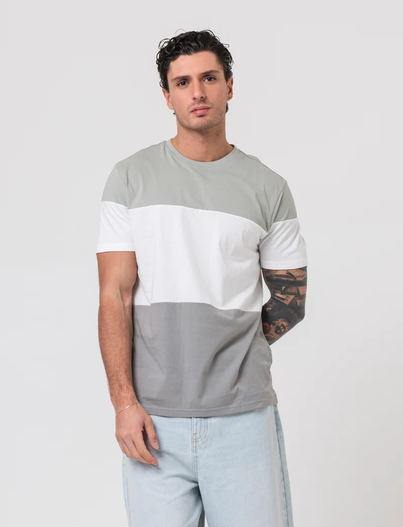 T-shirt a fasce da uomo - Bianco