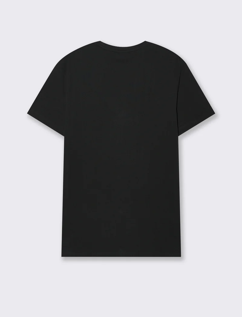 T-shirt con ricamo a contrasto da uomo - Nero