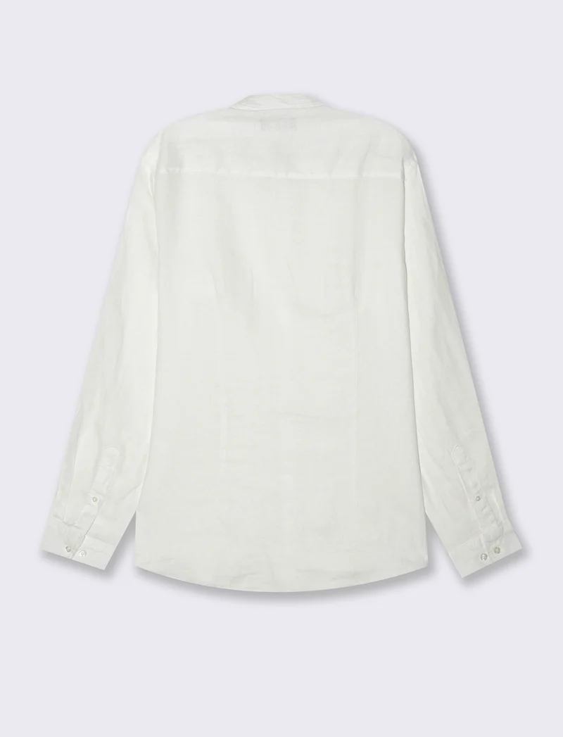 Camicia coreana 100% lino da uomo - Bianco