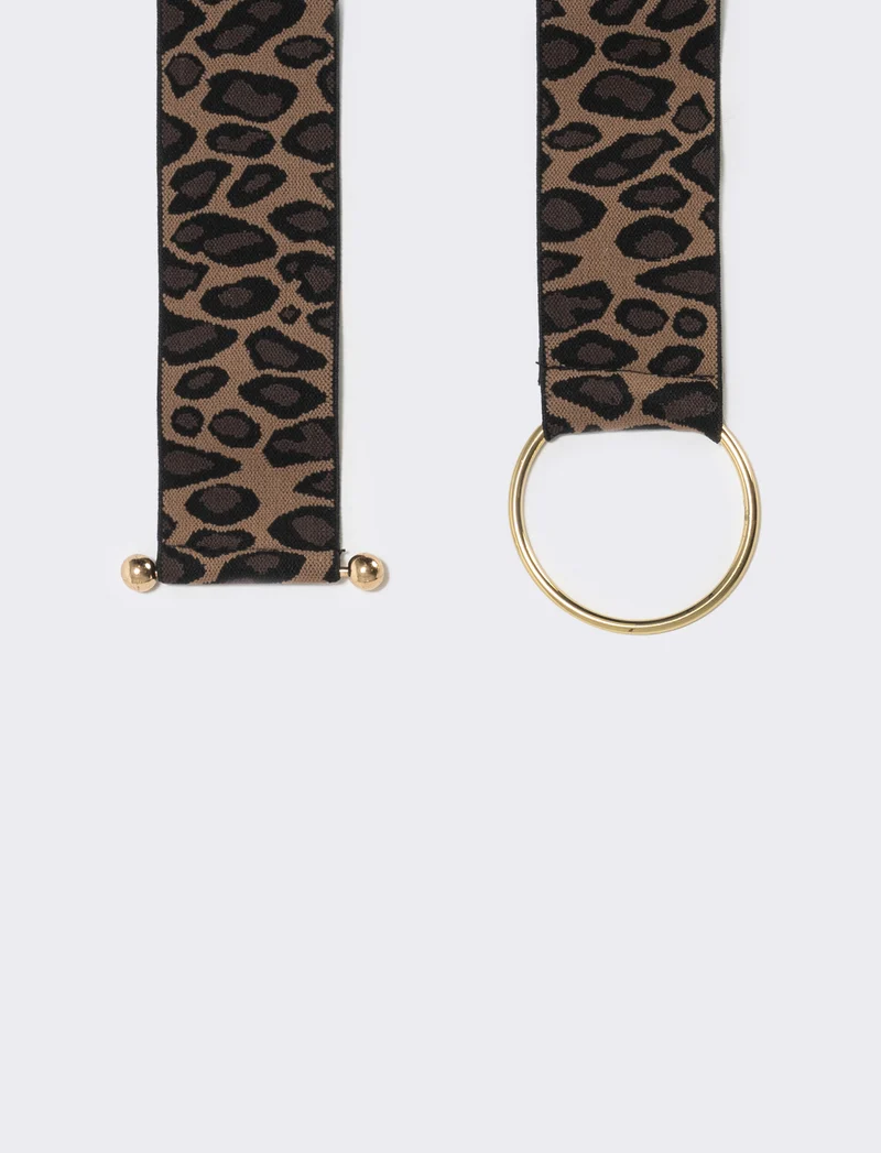 Cintura elastica fibbia rotonda - Leopardato