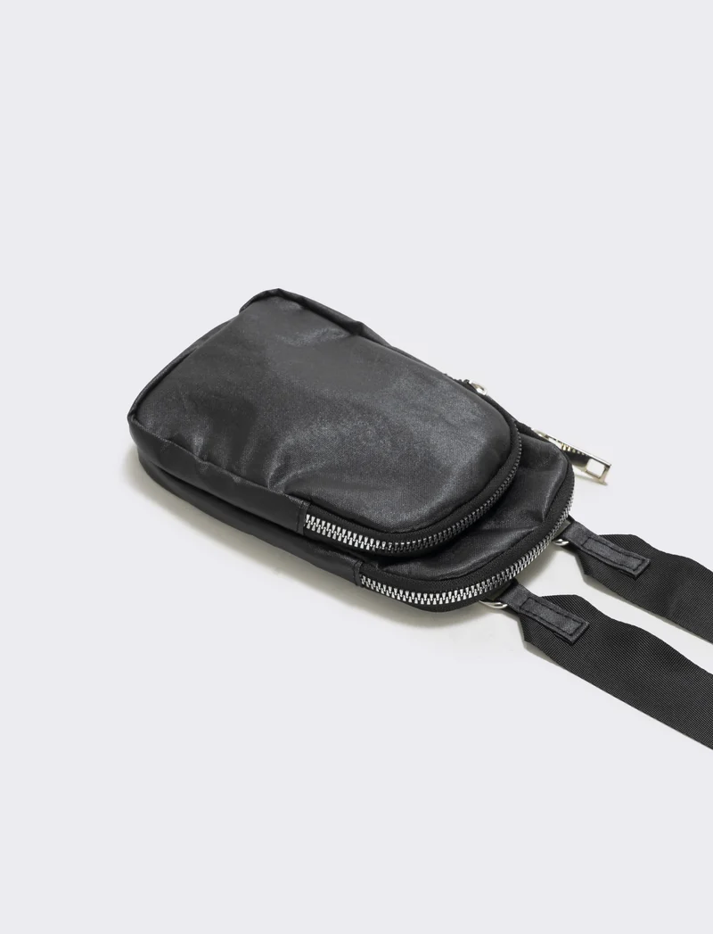 Portacellulare doppia tasca con tracolla - Nero