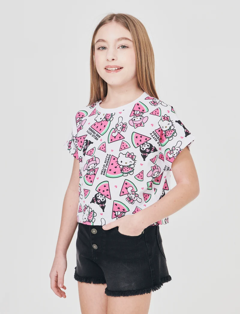 T-shirt estiva Hello Kitty in cotone - Fantasia
