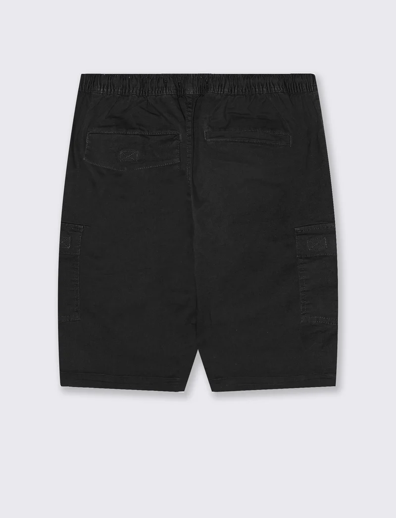 Bermuda Jogger Cargo Fit in Cotone Stretch - Nero