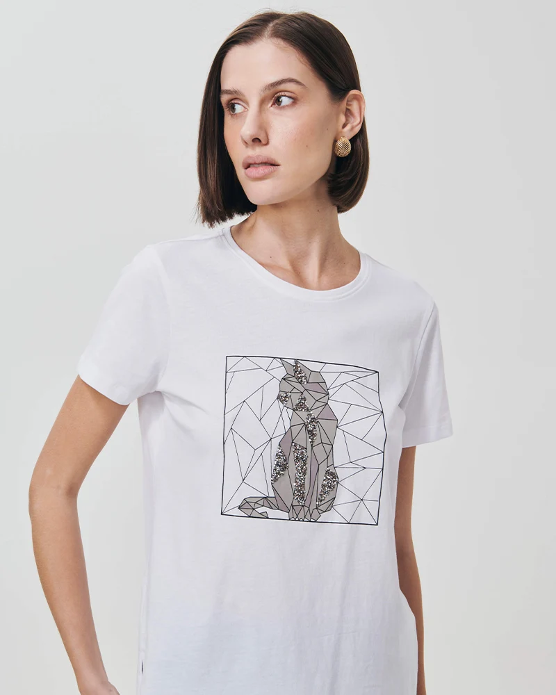 T-Shirt in Cotone con Stampa Frontale - var 3