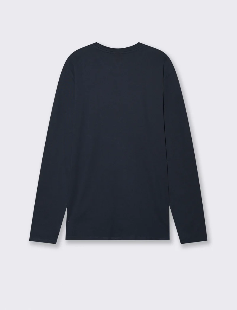 T-shirt manica lunga in cotone regular fit - Blu
