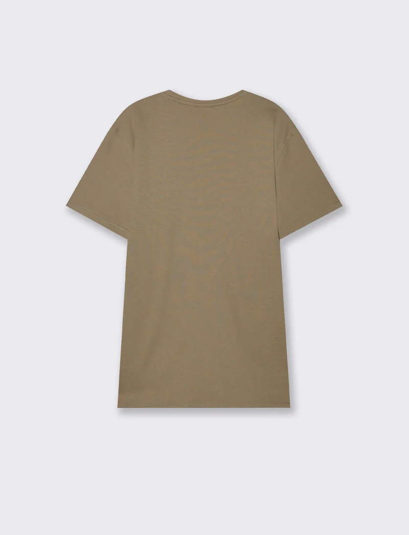 T-shirt cotone jacquard maniche corte - Verde kaki
