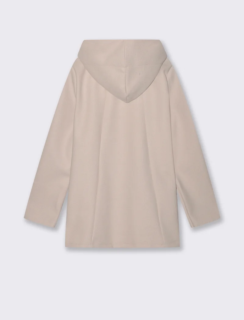 Cappotto con cappuccio e zip - Vaniglia