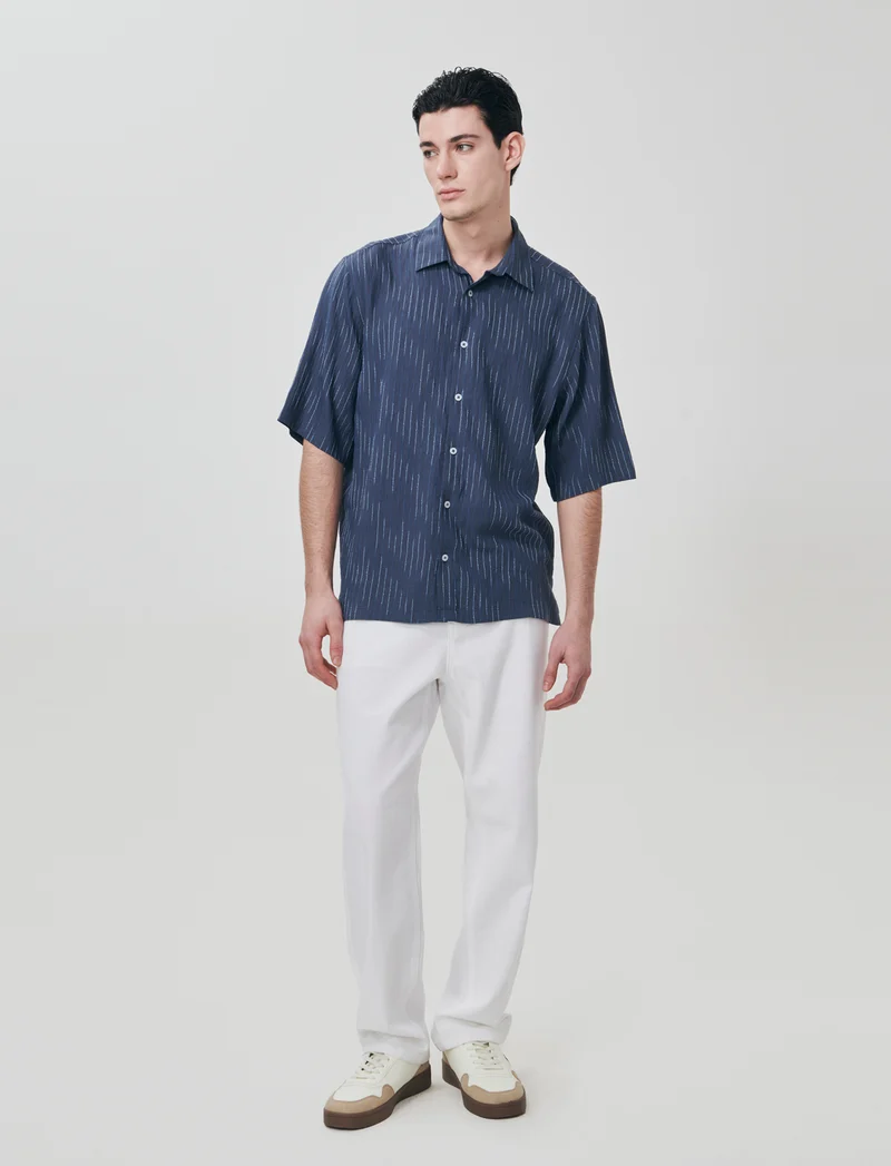 Camicia boxy fit a righe ricamate - Avion