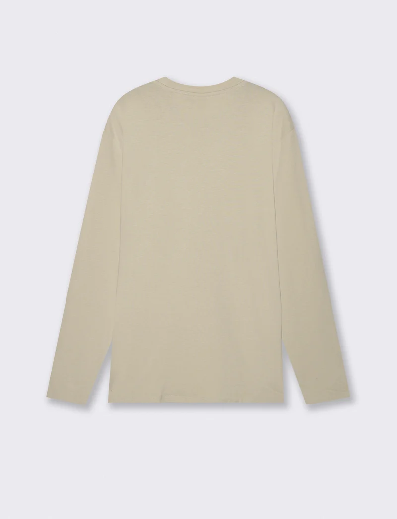 T-shirt manica lunga in cotone regular fit - Grigio ghiaccio