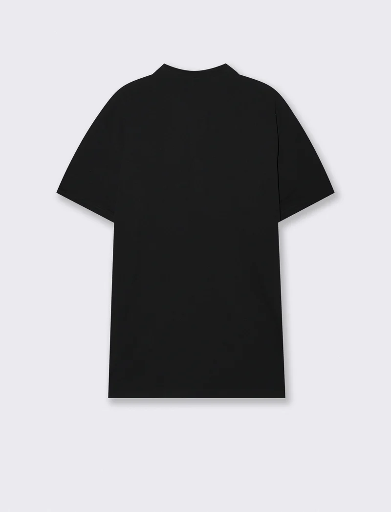Polo coreana in piquet con colletto - Nero