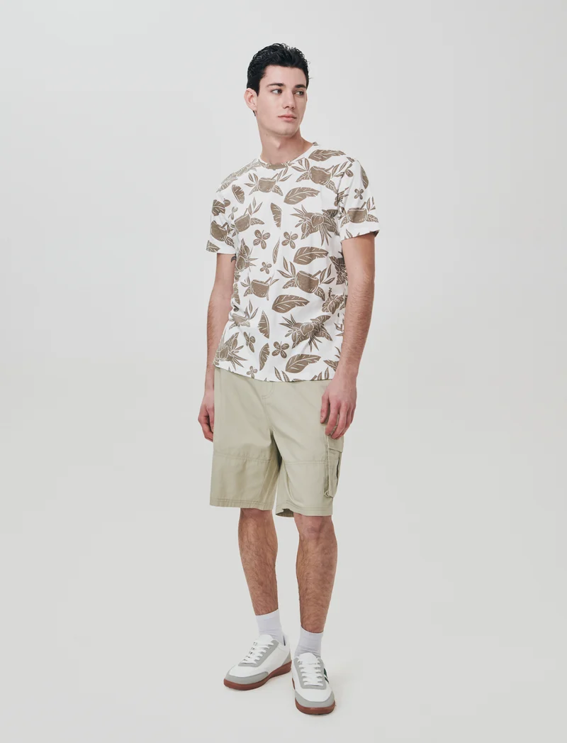 T-shirt cotone floreale all over - Bianco sporco