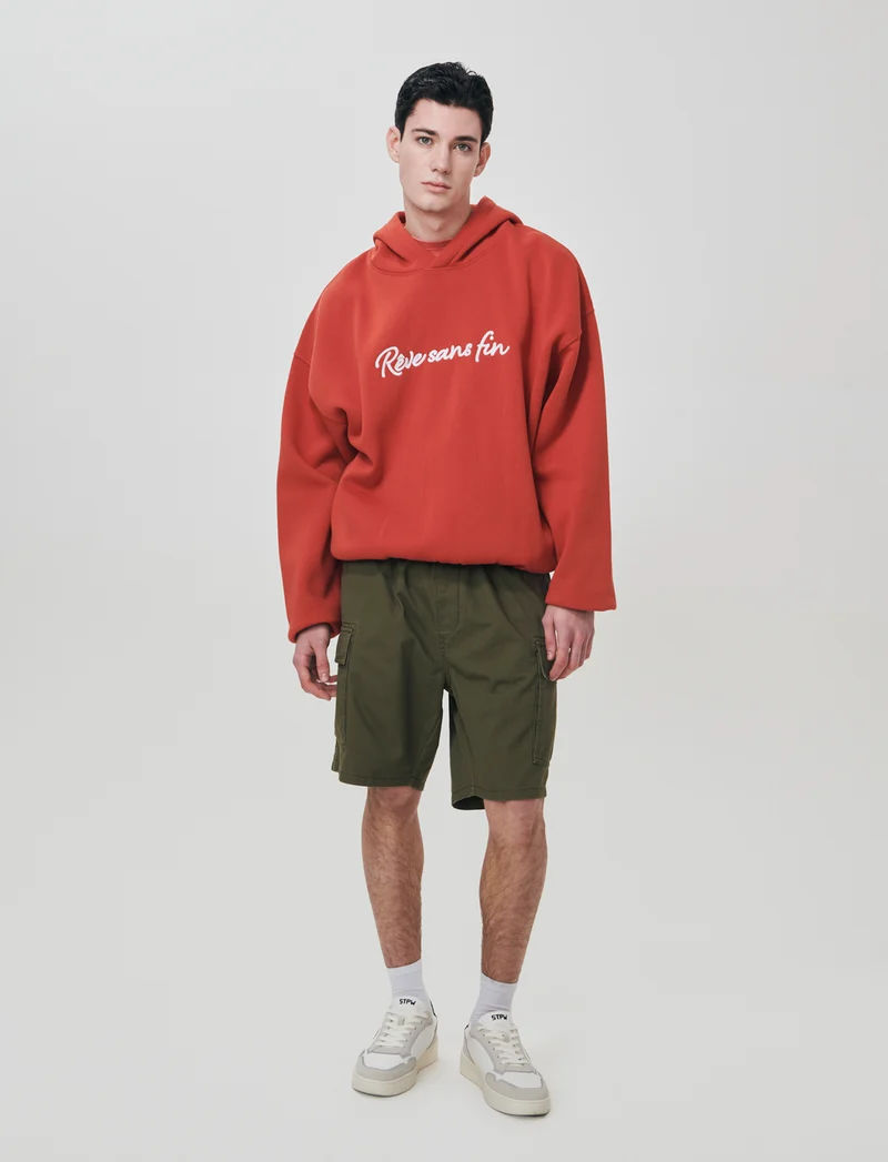 Bermuda cargo in twill con tasche patta - Verde militare