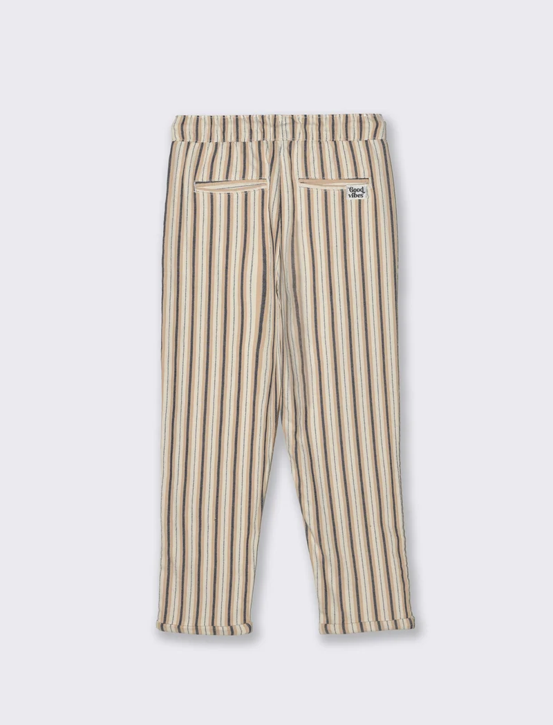 Pantaloni in cotone a righe con elastico - Righe