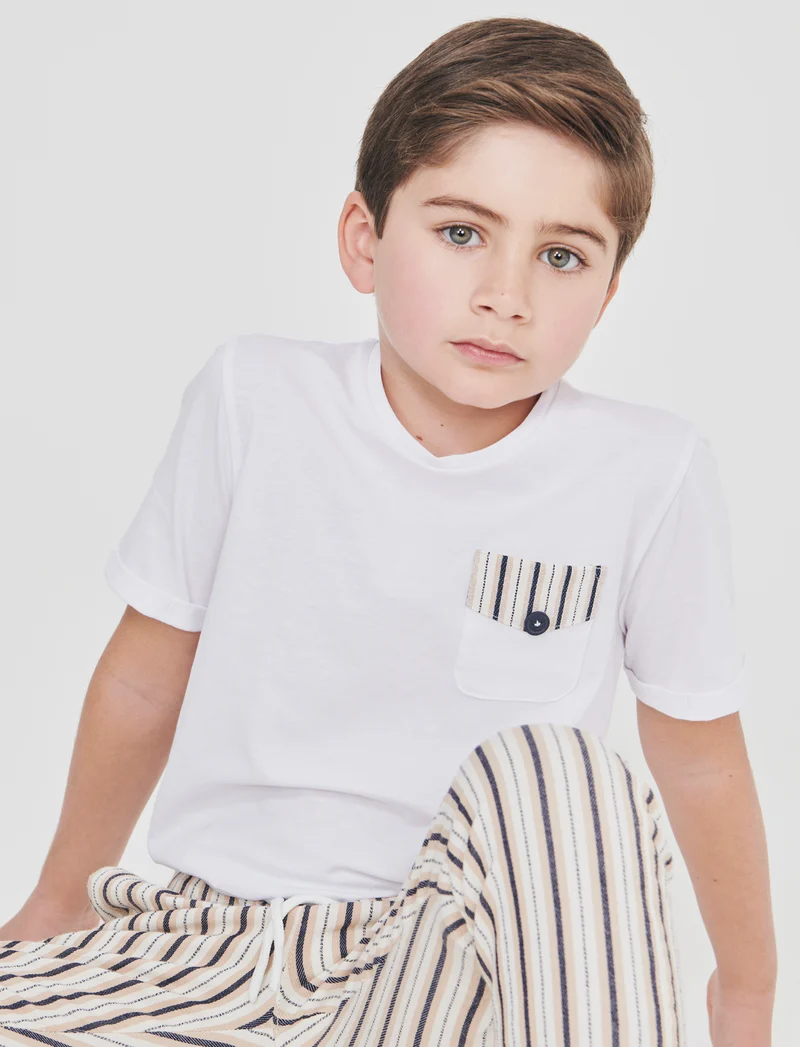 T-Shirt con Taschino - Bianco