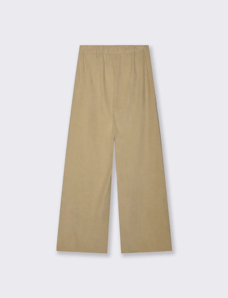 Pantalone largo in velluto - Beige