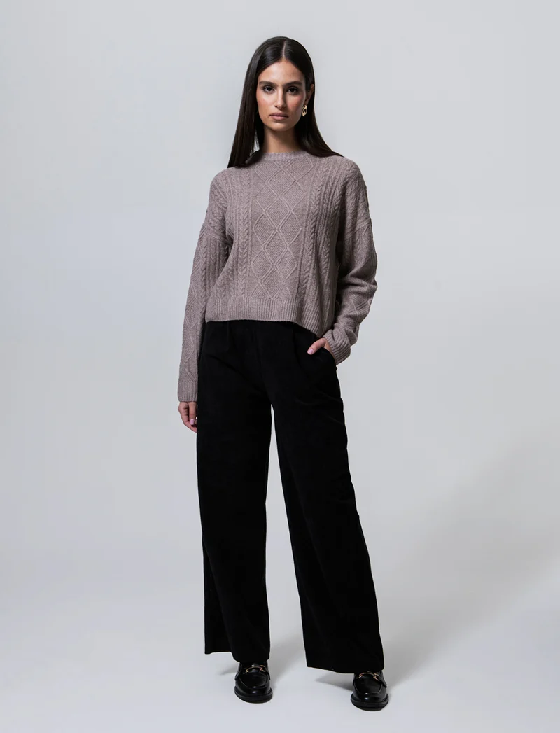 Pantalone largo in velluto - Nero