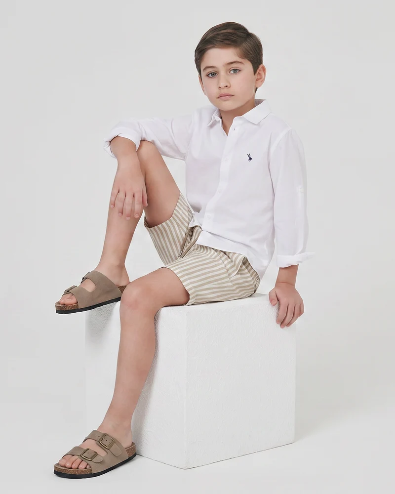 Bermuda in misto lino a righe casual - Righe