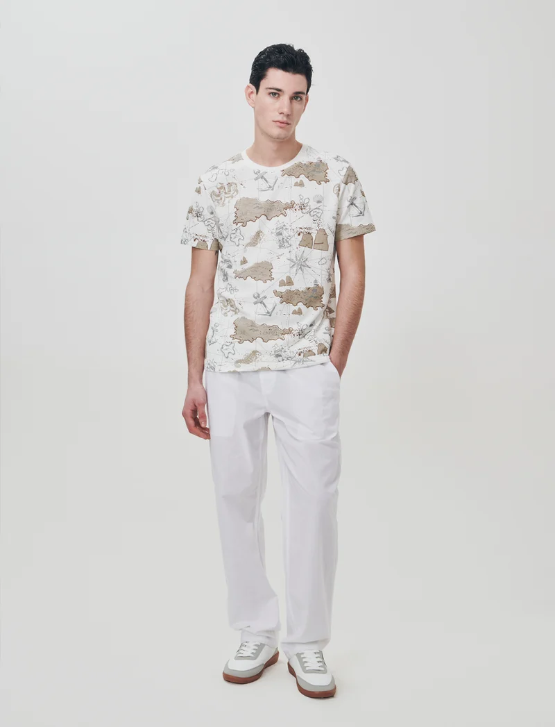 Pantaloni jogger in cotone con tasche - Bianco