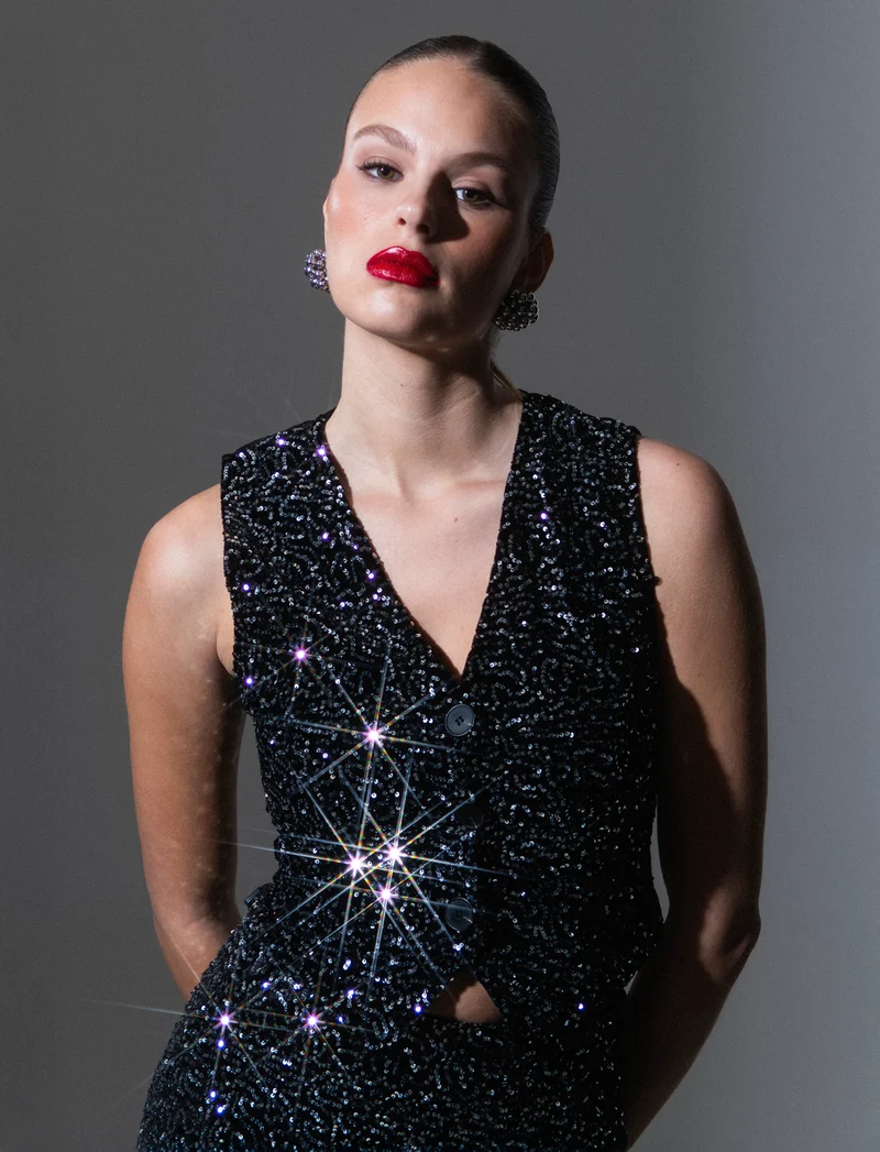 Gilet in paillettes - Argento