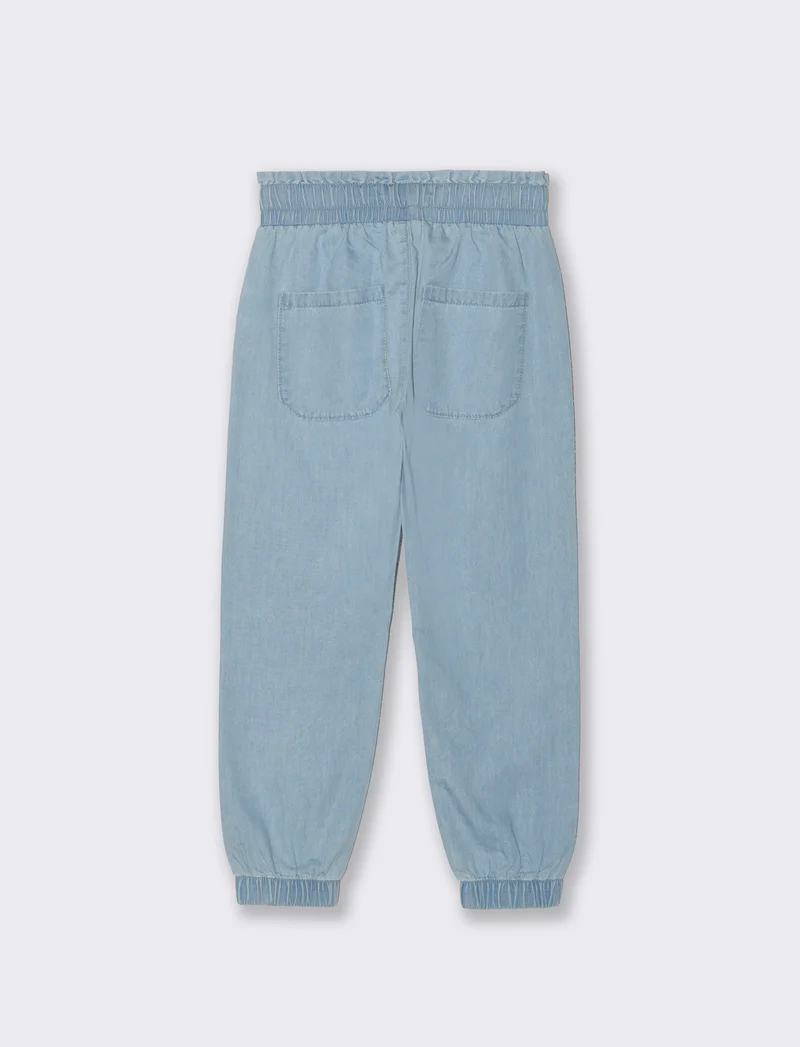 Jogger lungo in chambray con tasche - Denim chiaro