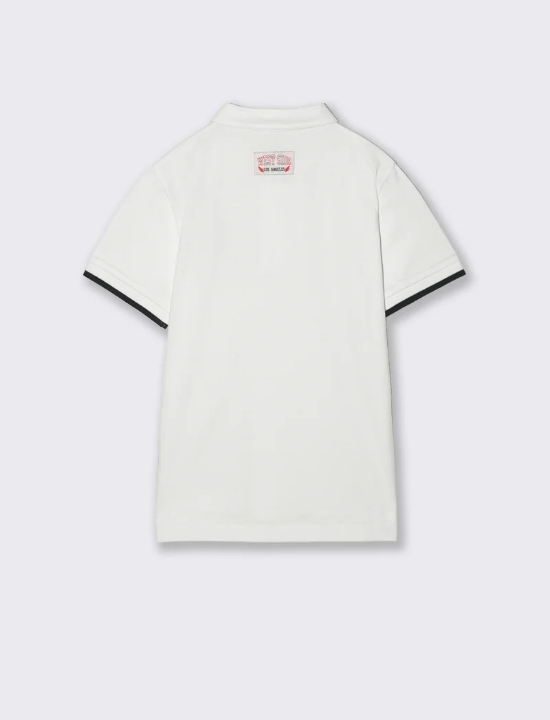 T-shirt polo jersey con stampa estiva - Bianco