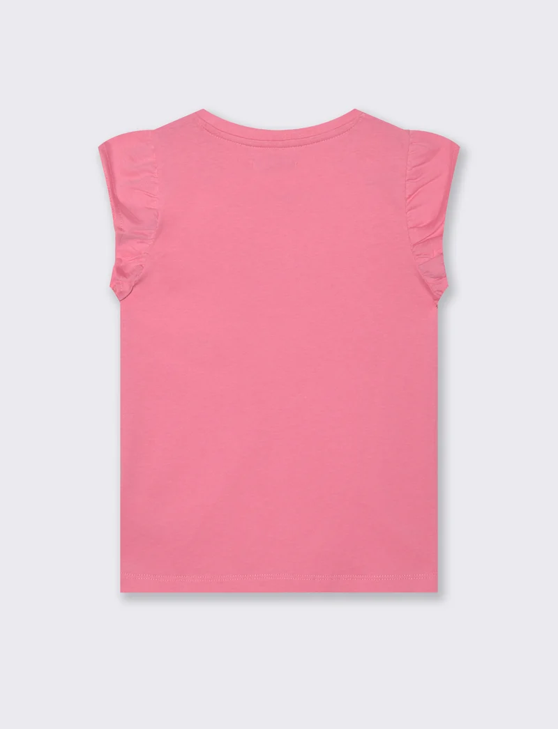 T-shirt con strass e manica volant - Rosa big bubble
