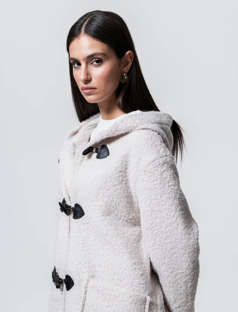 CAPPOTTO CON CAPPUCCIO - Vaniglia