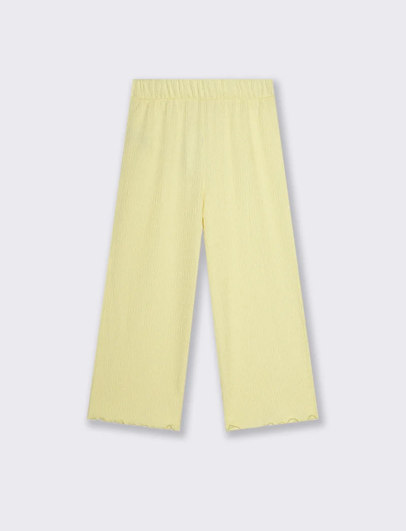 Pantaloni Palazzo Goffrati con Vita Elastica - Giallo
