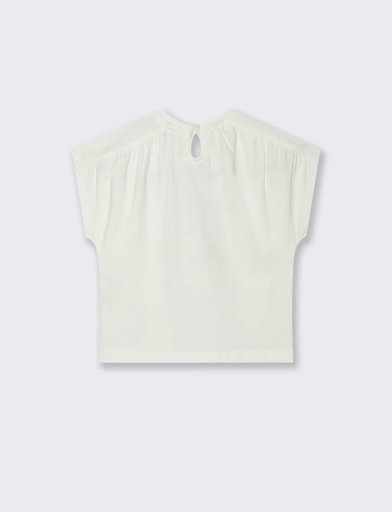T-SHIRT GLITTER Manica corta e trendy - Bianco latte