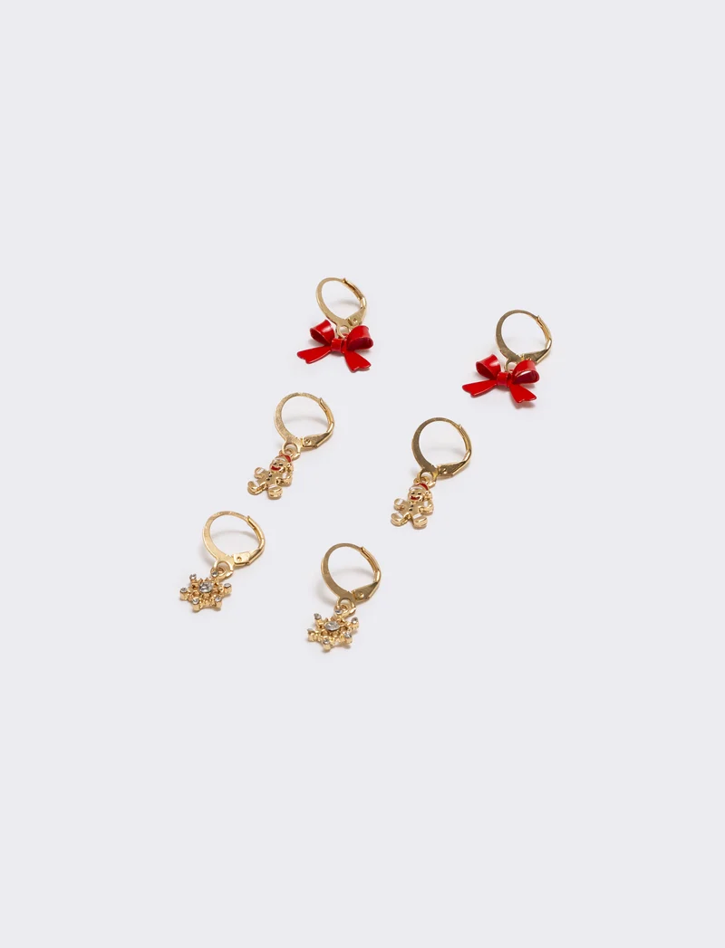 Orecchini donna card 3 paia natale - Rosso