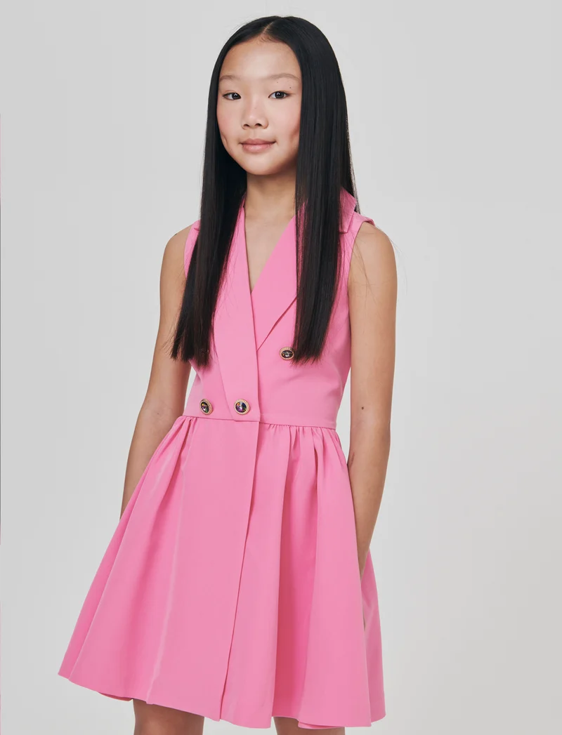Abito gilet elegante con bottoni gioiello - Rosa