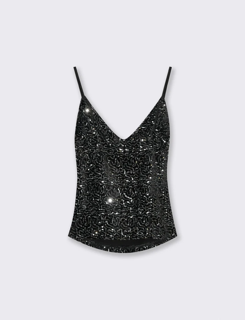 Top in paillettes - Argento