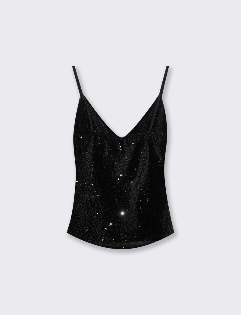 Top in paillettes - Nero