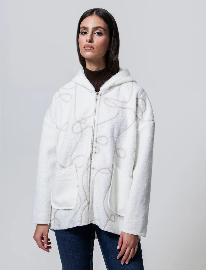 Cappotto con zip over size - Bianco