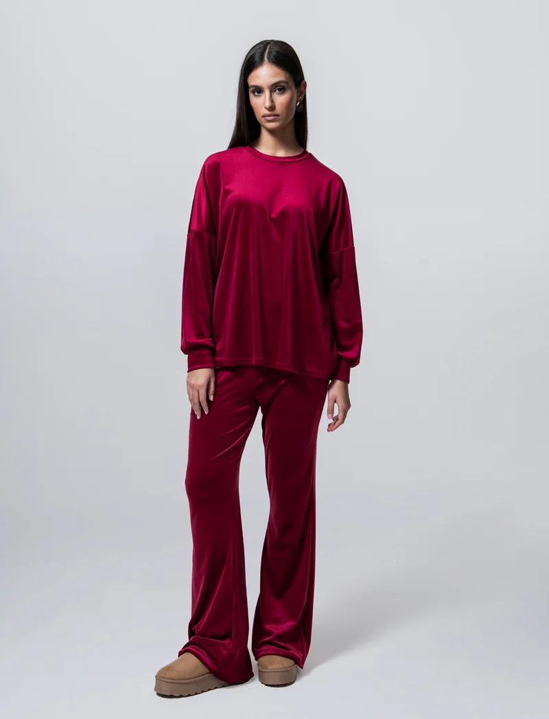 Maglia in ciniglia girocollo - Bordeaux