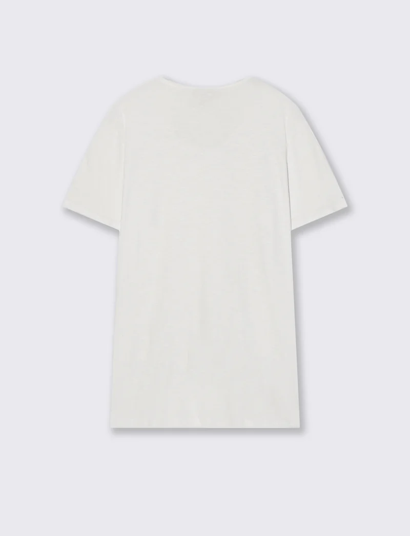 T-shirt girocollo cotone slub regular fit - Bianco