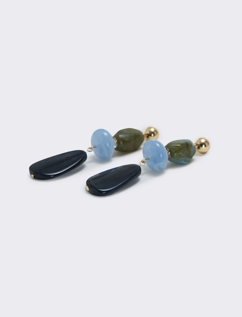 Orecchini Pendenti con Tre Pietre Eleganti - Blu