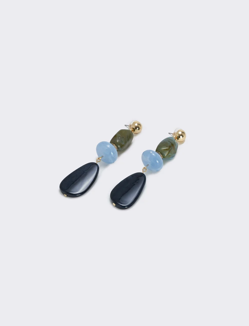 Orecchini Pendenti con Tre Pietre Eleganti - Blu