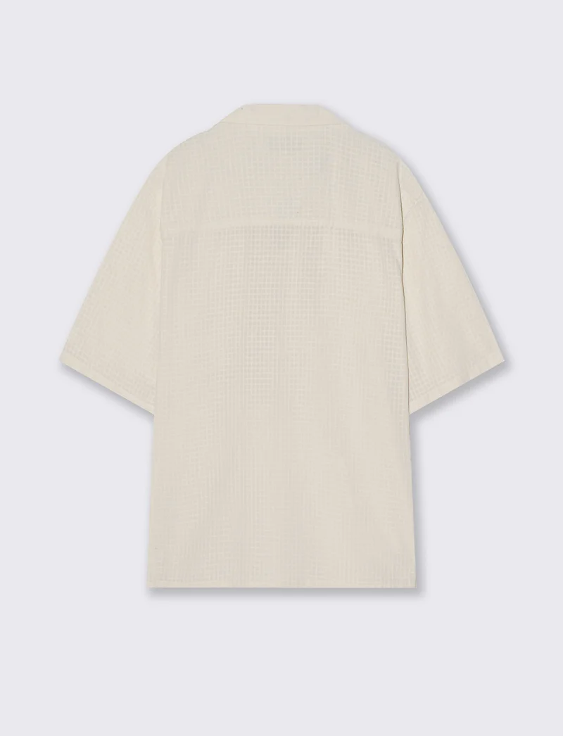 Camicia boxy fit a quadri in cotone - Beige ecru